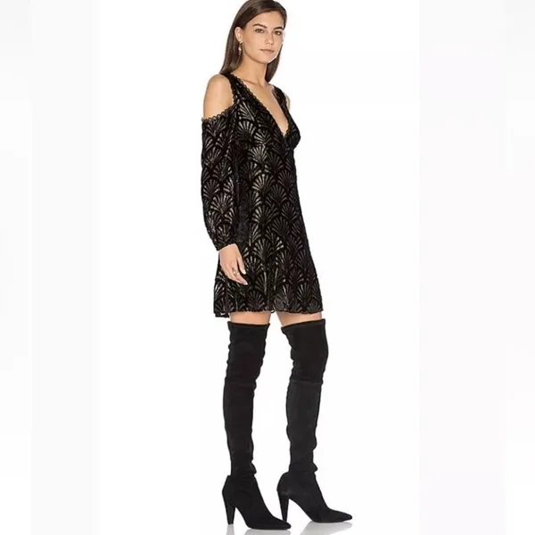 Alice + Olivia Aria Metallic cold shoulder‎ mini dress Sz 6 - Image 2