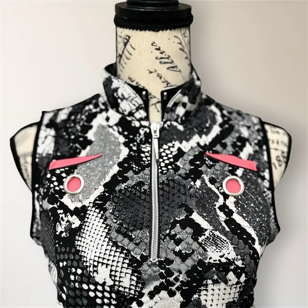 Jamie Sadock Golf Top Womens S Snake Print Sleeveless 1/4 Zip Stretch‎ Black - Image 4