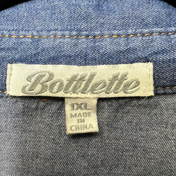 Bottlette Denim Shirt Roll Tab Long Sleeve Button Up Western‎ 1XL - Image 2