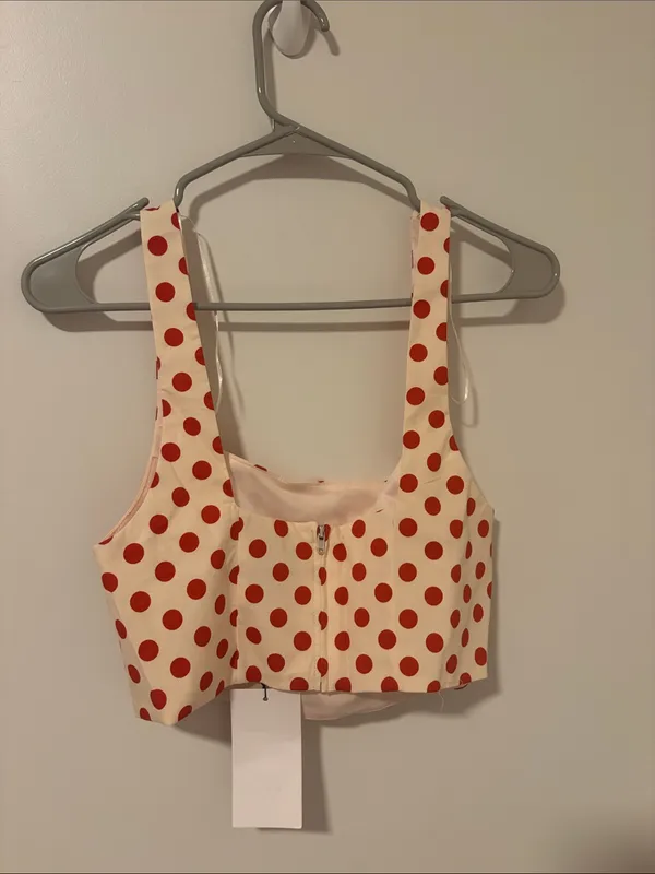 Zara NEW Red Polka Dot Crop Top Size S - Image 3