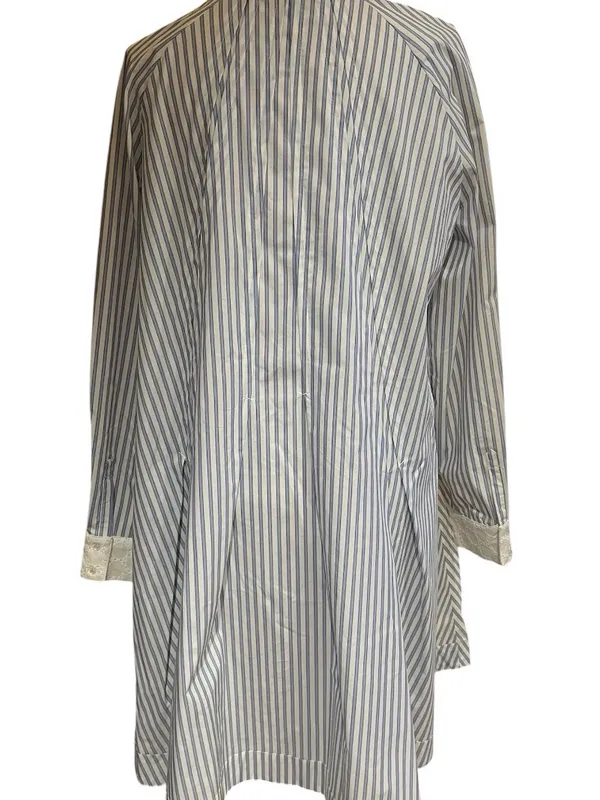 Hope & Harlow Luna Striped Shirt Dress. vertical blue and white pinstriped 12 - Image 4