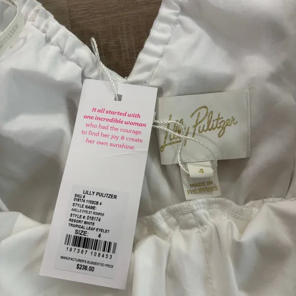 NWT Lilly Pulitzer Axelle Eyelet Romper Resort White Tropical Leaf Size 4 - Image 5