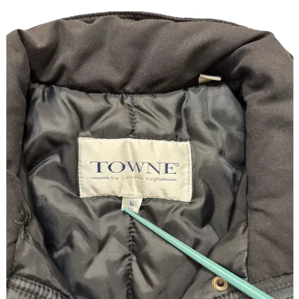 Towne by London Fog Women's Puffer Jacket Size M Black Zip Snap Coat Unisex - Image 4