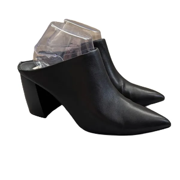 Steve Madden Barrie Addison Black Leather Mules Pointed Toe Size‎ 9 Chunky Heel - Image 5