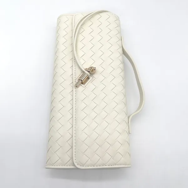 Few Moda East West Woven Clutch Bag Crossbody Cream Toggle Minimalist Chic Vegan - Image 5