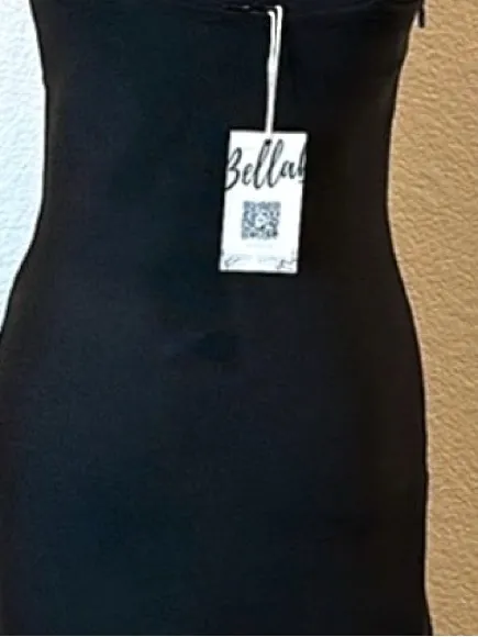 Bella Barrett Bodycon Black Cutout Evening Gown with Rhinestone Straps - Image 9