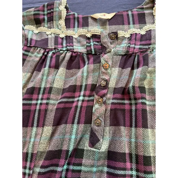 Secret Treasures Womens Purple Plaid Lace Trim Nightgown Sleep Dress XL 16-18 - Image 9