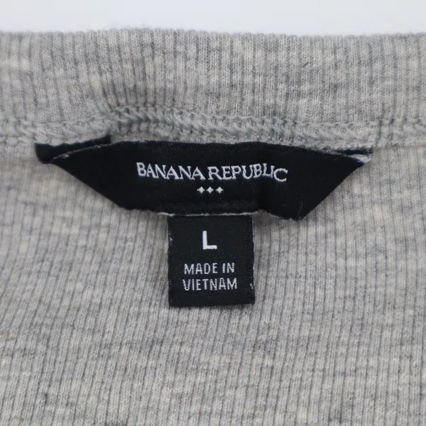 Banana Republic Top Womens L Ribbed Knit Scoop Neck Grey Short Sleeve Excellent - Image 2