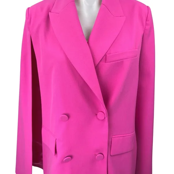 Zara Women's Pink Long Sleeve Collar Double Breasted Blazer Coat Jacket Size XS - Image 4