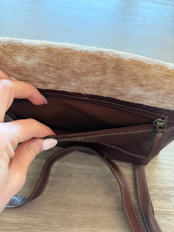 Myra Bags Ridge Morning Glory Leather and Hairon Crossbody - Image 5