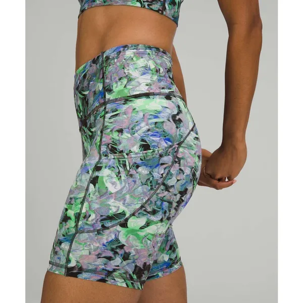 Lululemon Fast and Free High Rise Athletic Shorts 8" Abstract Gym Biker Size 4 - Image 3