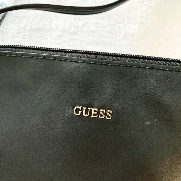 Guess Small Shoulder Bag Women Size S Black Faux Leather Leopard Lining Y2K Gold - Image 5