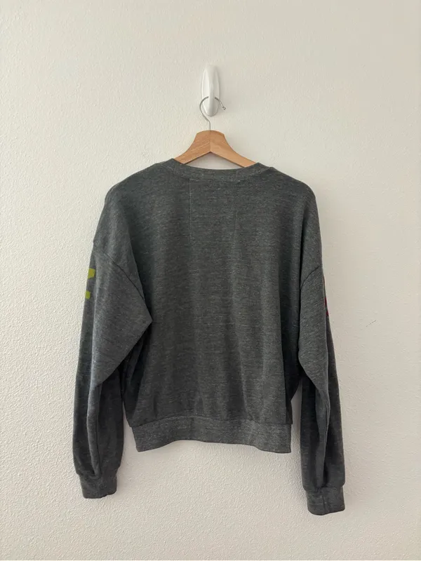 Aviator Nation relaxed graphic crewneck sweater Venice beach in heather grey - Image 3