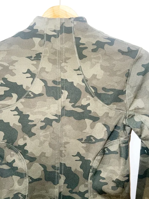 Lululemon Define Camo Zip-Up Athletic Jacket - Olive Green w/ Thumbholes - Image 8