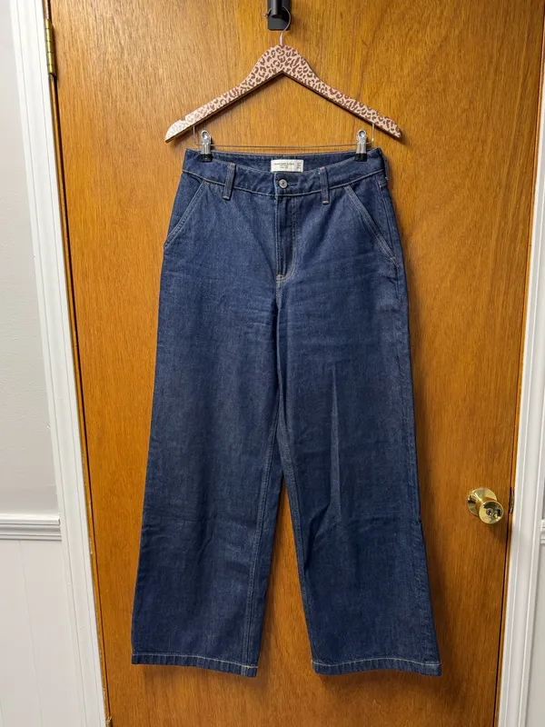 Abercrombie & Fitch High Rise Wide Leg Denim Jeans Blue Curve Love 27 LONG TALL - Image 11