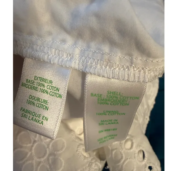 Lilly Pulitzer Emiline Eyelet Romper White Ruffle V-Neck Cotton Dress Size 8 - Image 6