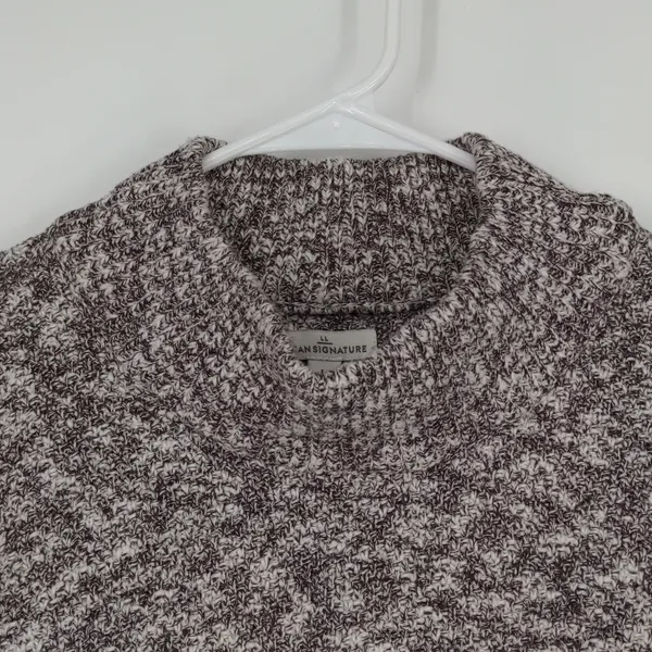L.L. Bean Signature Cotton Linen Ragg Sweater Size Large Mock‎ Neck Marled - Image 6