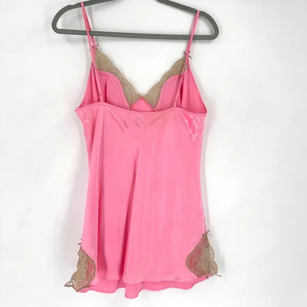 Y2K No Boundaries Babydoll Pink Satin Lace Trim Camisole Slip Dress Size ‎ L - Image 2