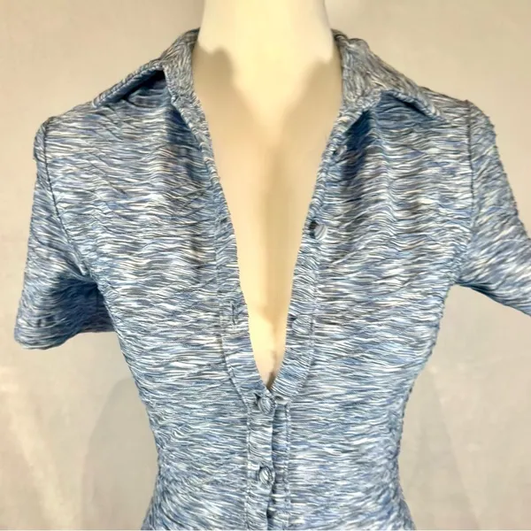 Dolls Kill Bailey Rose space dye mini romper in blue textured knit size XS NWOT - Image 3