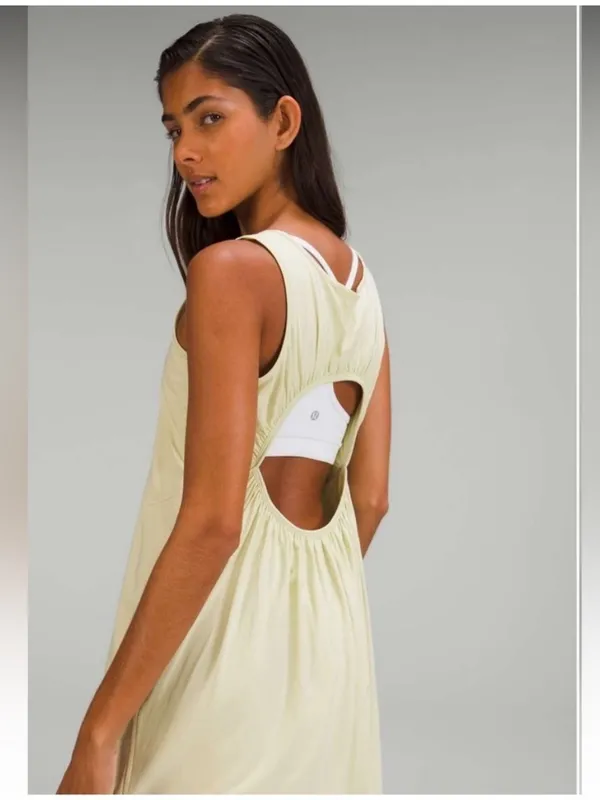lululemon athletica Pima Cotton Open-Back Midi Dress Green Size 10 - Image 3