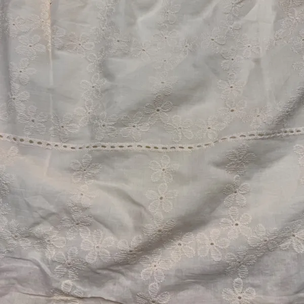 SooLinen Natural Linen Embroidered Eyelet Lace Halter‎ Mini Dress Cream Boho - Image 2