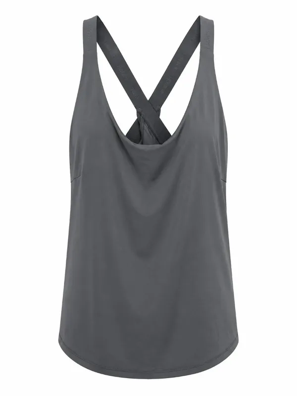 Halara Gray Crisscross Back Athletic Tank Built In Bra Women’s Medium - Image 2