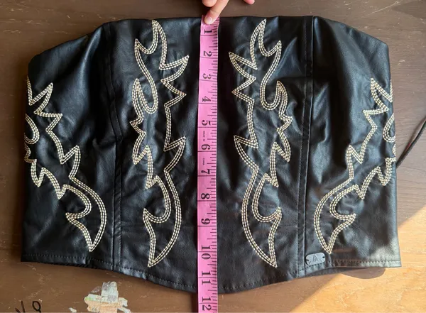 Lucky and Blessed Black Leather Western Boot Stitch Embroidered Corset (Size S,M and XL) - Image 7