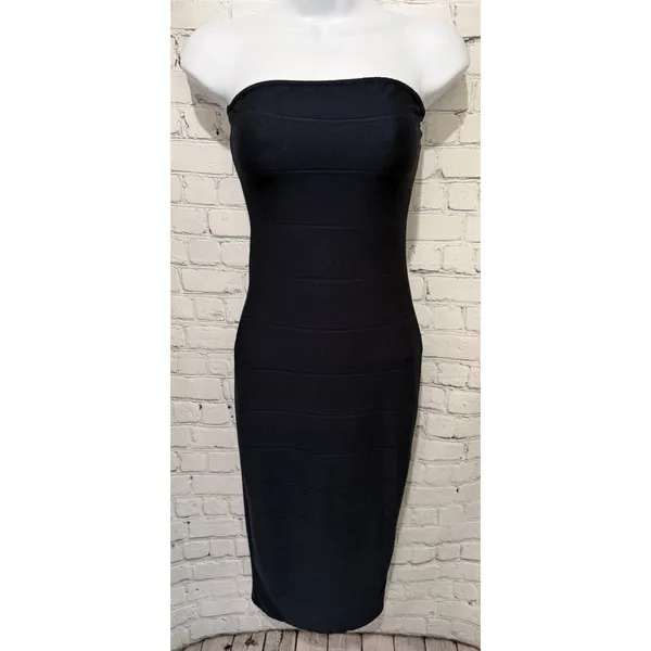 Missguided Strapless Bandage Bandeau Bodycon Midi Navy Blue dress Size 6 - Image 3