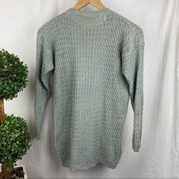 100% Silk Vintage Gray Woven Long Sleeve Sweater by Brett Harrison P S - Image 3