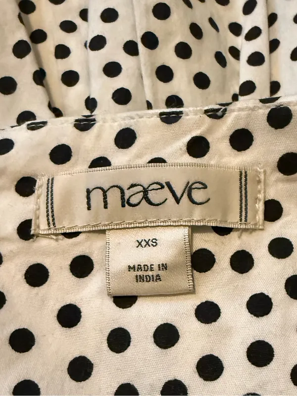 Anthropologie Maeve Black White Polka Dot Mini A-Line Skort Lined Bike Shorts - Image 7