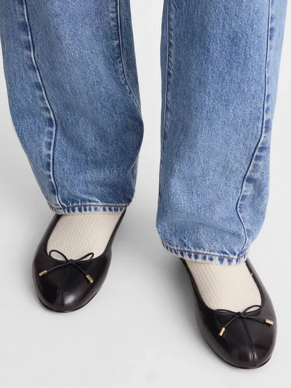 Madewell The Hester Flat in True Black Leather Size 8.5 - Image 4