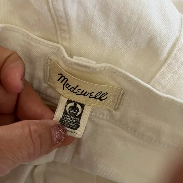 Madewell Women's The '90s Straight Crop Jeans White Cone Denim Raw Hem Size 28 - Image 5