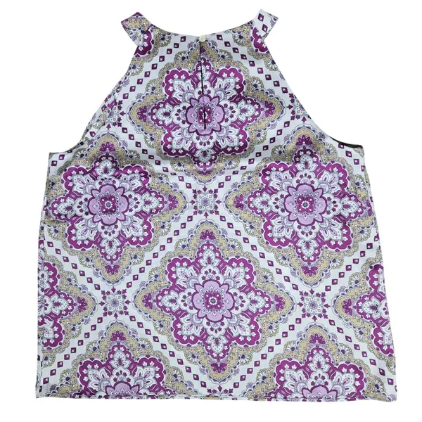 Ann‎ Taylor Womens Purple Mandala Print Halter Neck Blouse Top Satin Size M NEW - Image 2