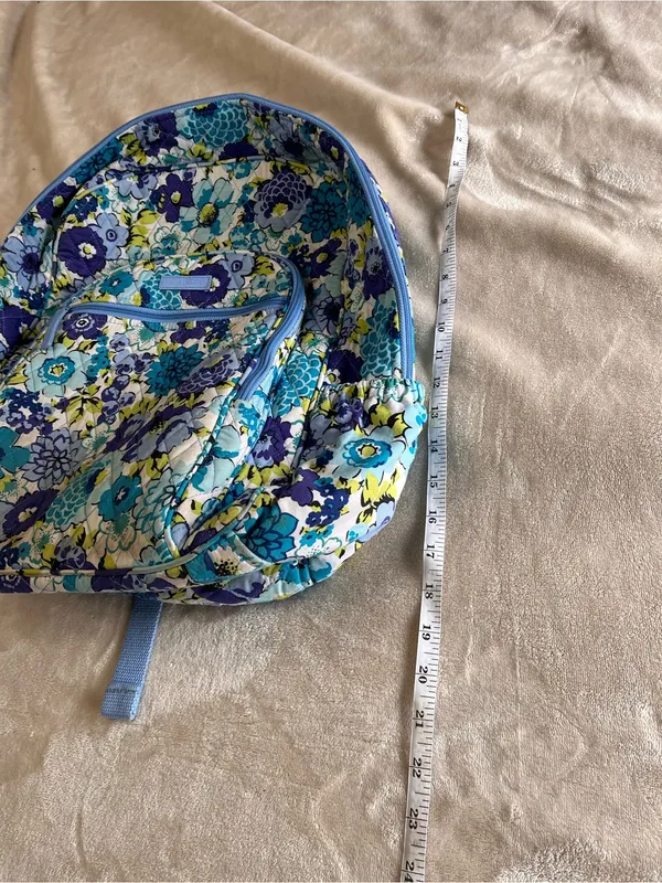 Vera Bradley Blue Floral Quilted Backpack with Aqua Accents - Image 8