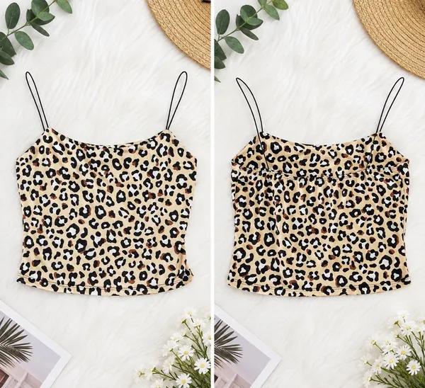🐆 GAZE Leopard Print Cami Crop Top - Size Medium ✨ - Image 8