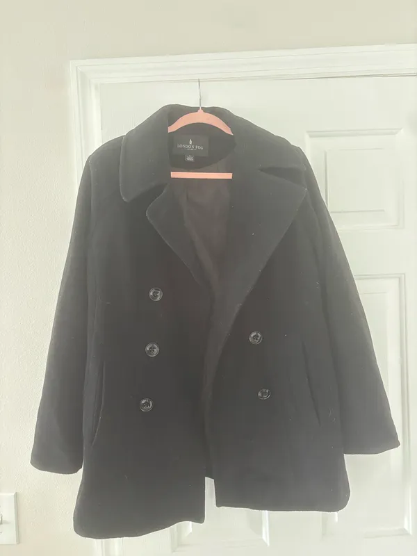 London Fog Black Double Breasted Peacoat Women’s Size L - Image 2