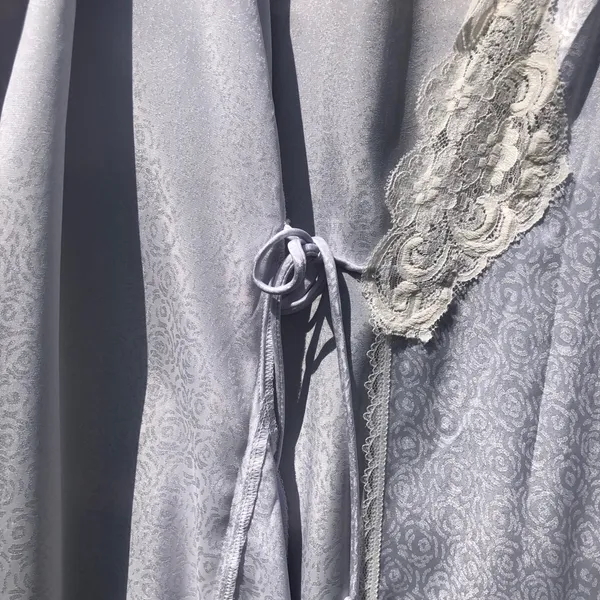Vintage Christian Dior Lingerie Robe Light Blue Lace Small - Image 10
