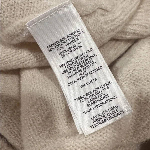Vineyard Vines Wool Blend Luxe Bow Back Wool Blend Vback Beige Heather Sweater L - Image 5