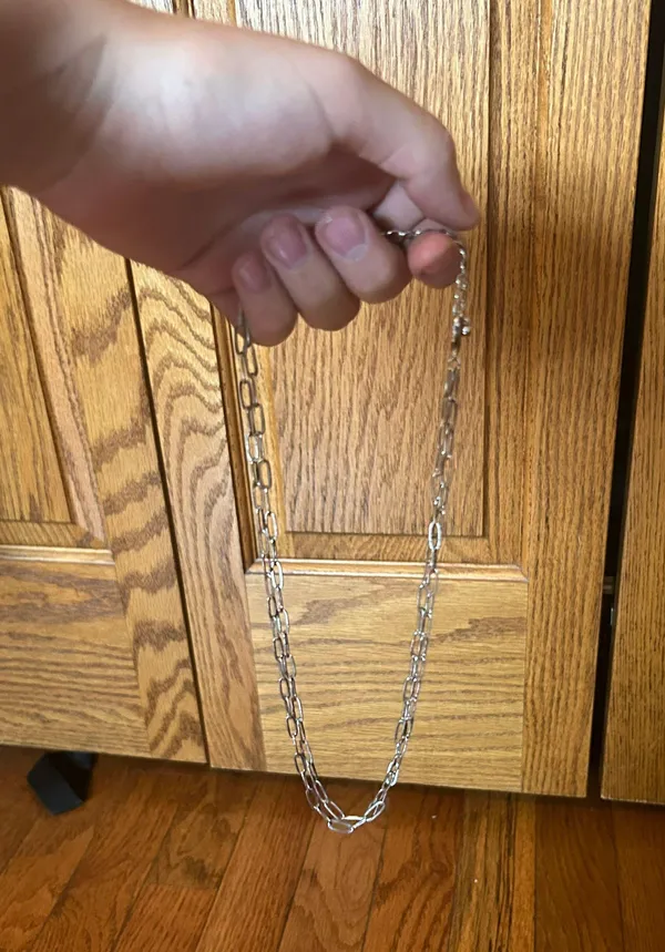 Layered Paper Clip Necklace Silver - Image 3