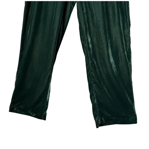 Old Navy Green Velvet Wide Leg Pants Womens L Taylor Trouser Holiday Flare - Image 6