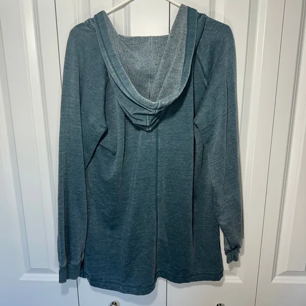 Anthropologie Saturday Sunday Hoodie Women Large Blue V-Neck Fleece Pullover Soft Lounge Layer - Image 6