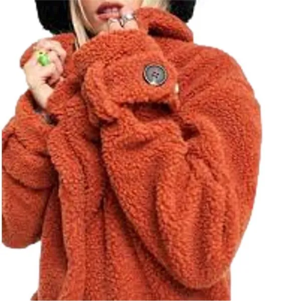 Free People *SO SOFT* Teddy Coat In Terra Cotta - Image 2