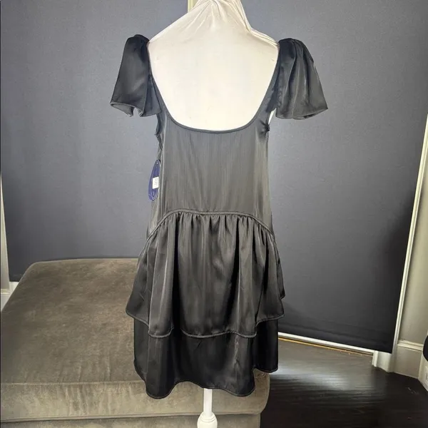 Women’s Black Scoop Bow Mini Dress Size XS 0-2 NEW - Image 4