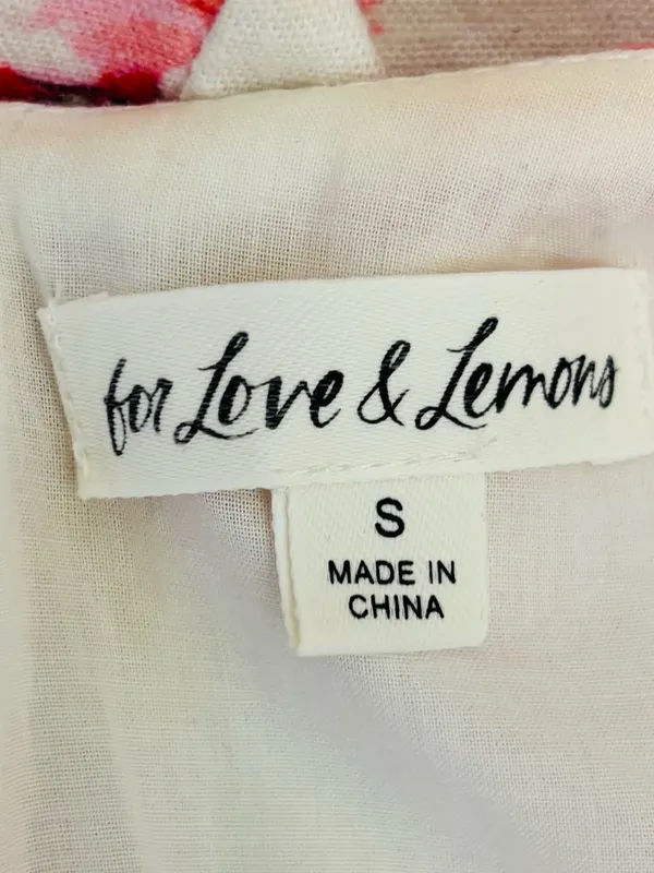 For Love & Lemons Julep Linen Blend Floral Mini Dress Coral Romantic. Small - Image 8