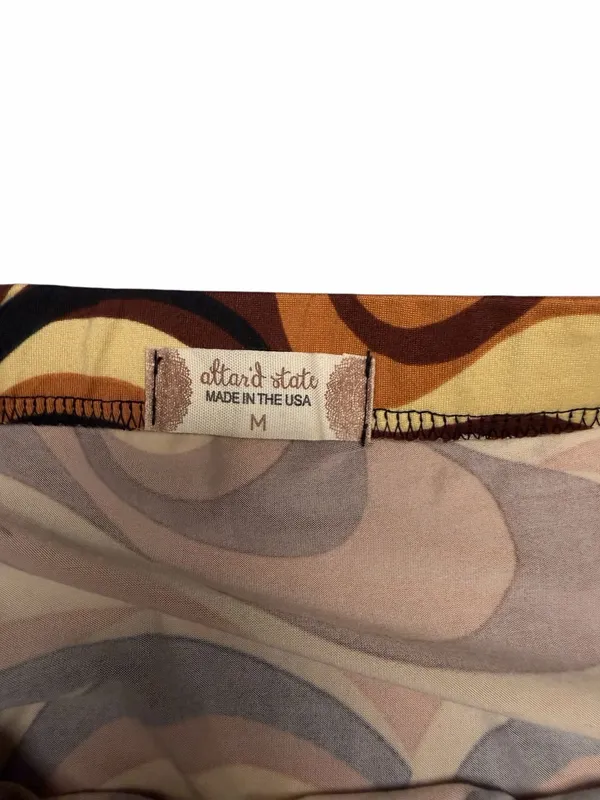 Altar'd State‎ Brown Retro Psychedelic Swirl Ruched Mini Skirt - Image 3