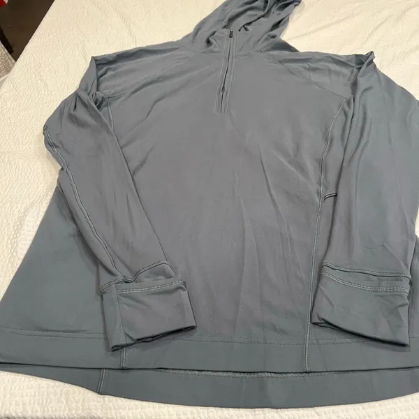 Lululemon Warm Stabilizer 1/2 Zip Hoodie 10 women blue charcoal - Image 3