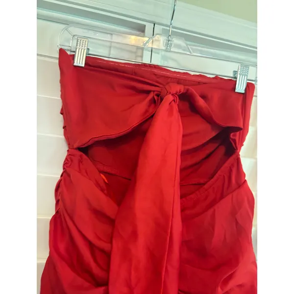 Selfie Leslie Red Annabella‎ Strapless Frill Hem Mini Dress Size Medium - Image 7