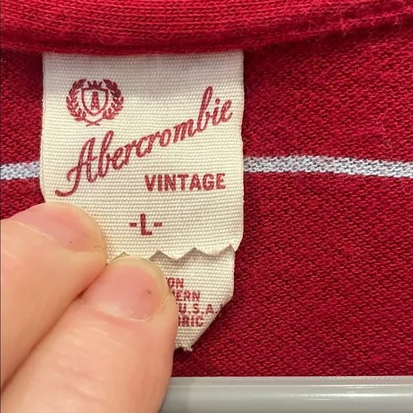 Red Striped Long Sleeve Polo Shirt vintage Abercrombie - Image 3