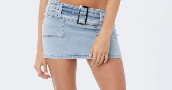  Edikted Low-Rise Denim Skirt - Image 2
