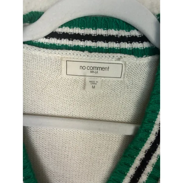Knit Sweater Womens M Cropped Cardigan Ugly Christmas Party Holiday Candy Canes - Image 3
